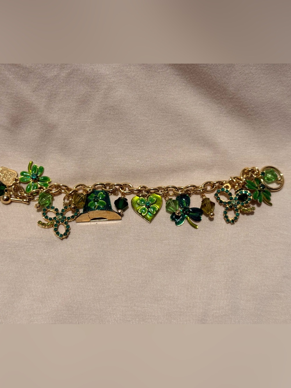 Vintage LATR 2GO Green St Patrick’s Day Charm Bracelet
